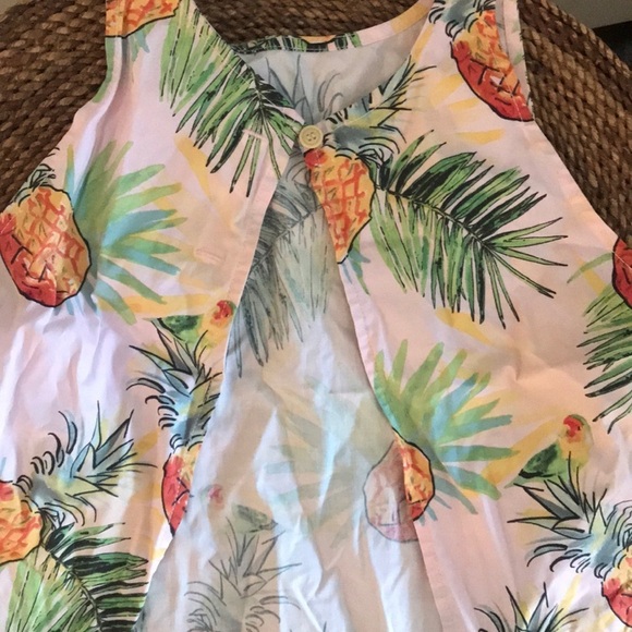 Wallpapr Women’s M/L Pink Pineapple Two Piece Set Crop Top & Skirt Palm Fronds - Picture 9 of 9